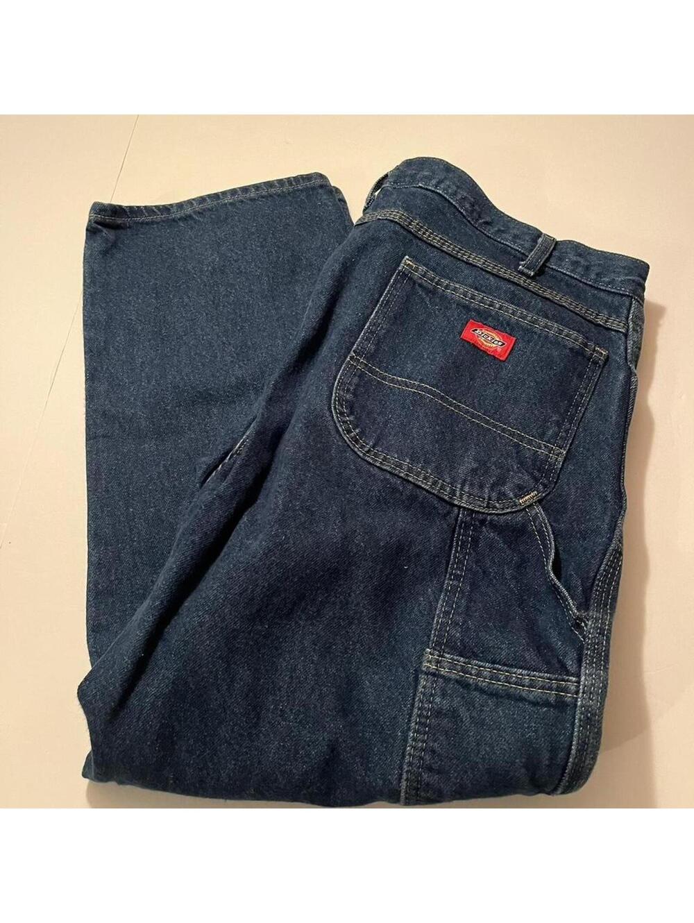 Dickies Carpenter Jeans Mens Baggy Dark Wash Workwear 38x30 Pants 90s